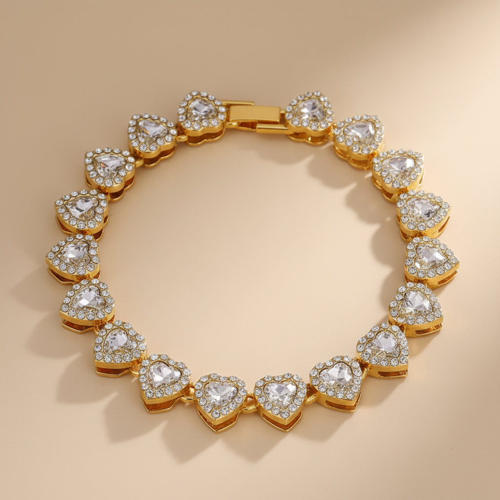 Luxuoso e requintado colar de aço inoxidável com diamante em forma de coração para correspondência diária de joias da moda