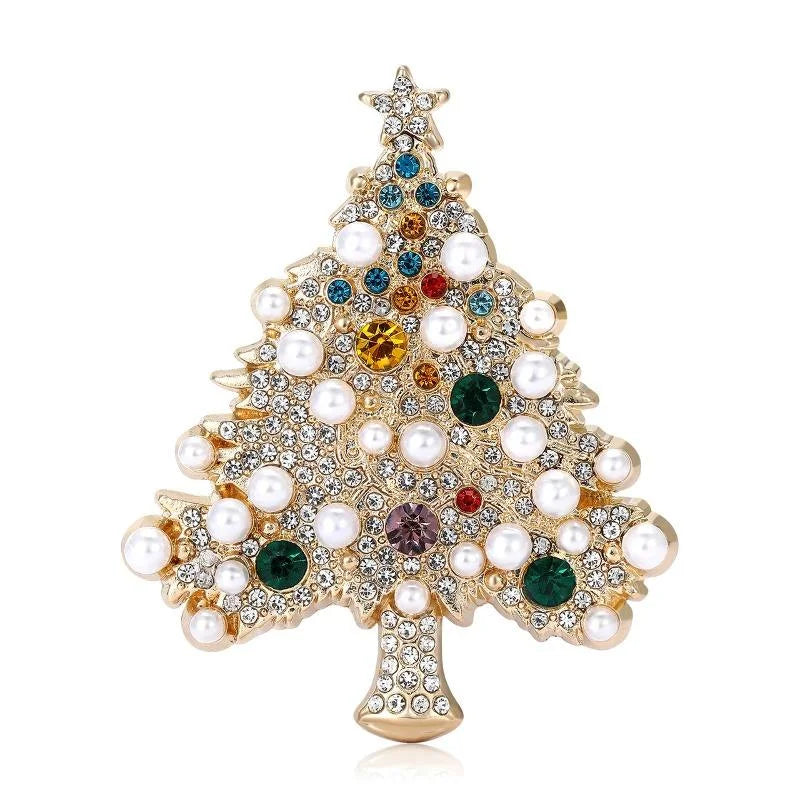 Broche Árvore de Natal com Strass Design Elegante Feminino