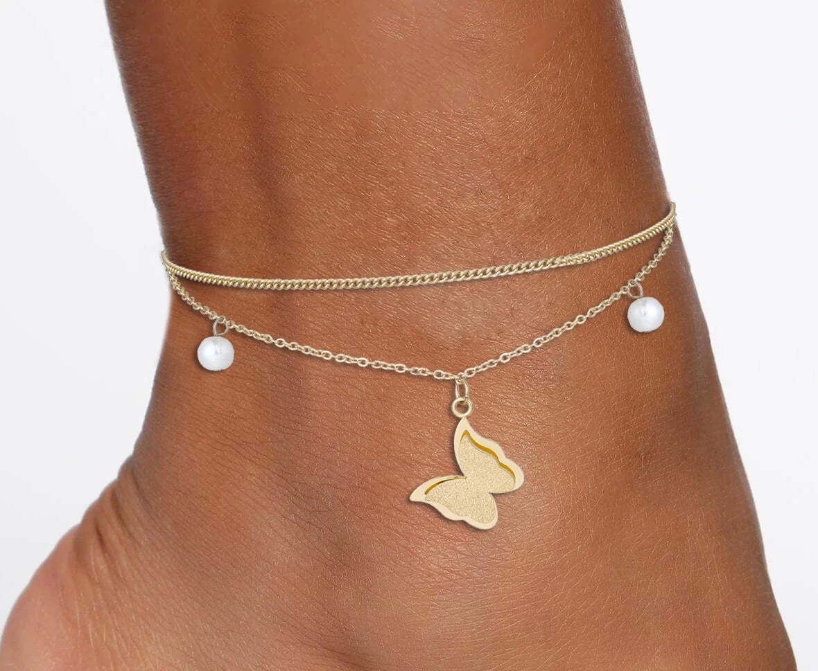 Shevalues Tornozeleira com corrente de zircônia cúbica brilhante para mulheres moda 18K banhada a ouro pulseira de tornozelo sandálias descalças joias para pés