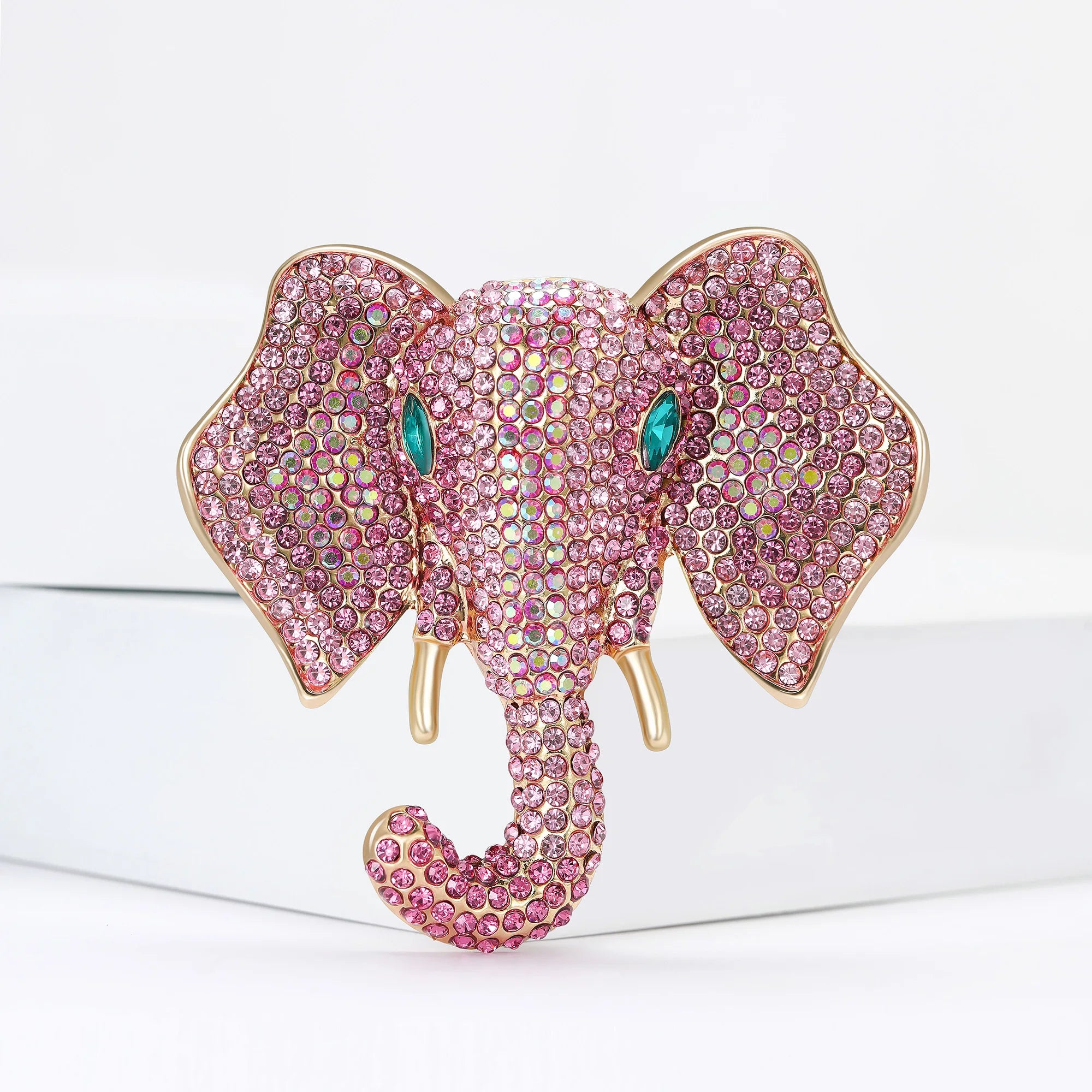 Broches de elefante de strass de luxo para mulheres unissex esmalte animal pinos banquete festa mochila presentes acessórios de joias