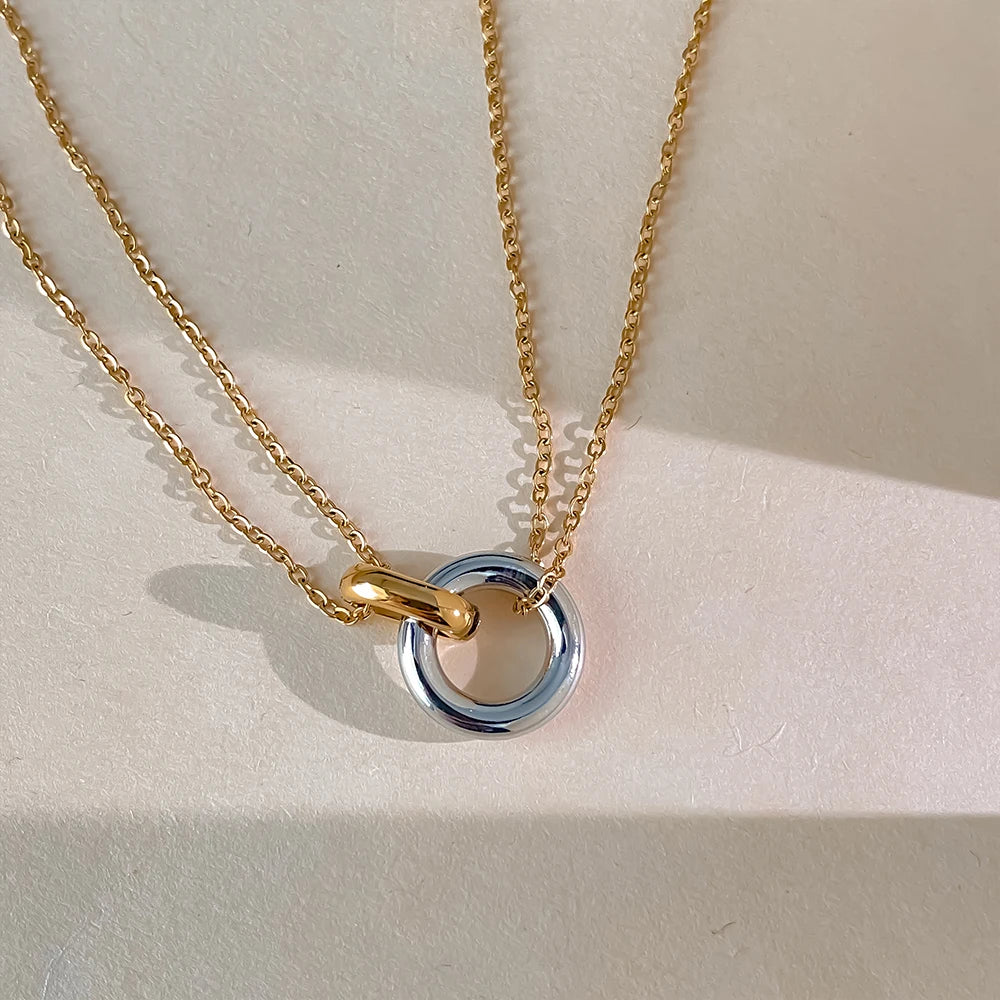 Manco 316l aço inoxidável duas cores pingente colares para mulheres gargantilhas tendência moda festival festa presente jóias