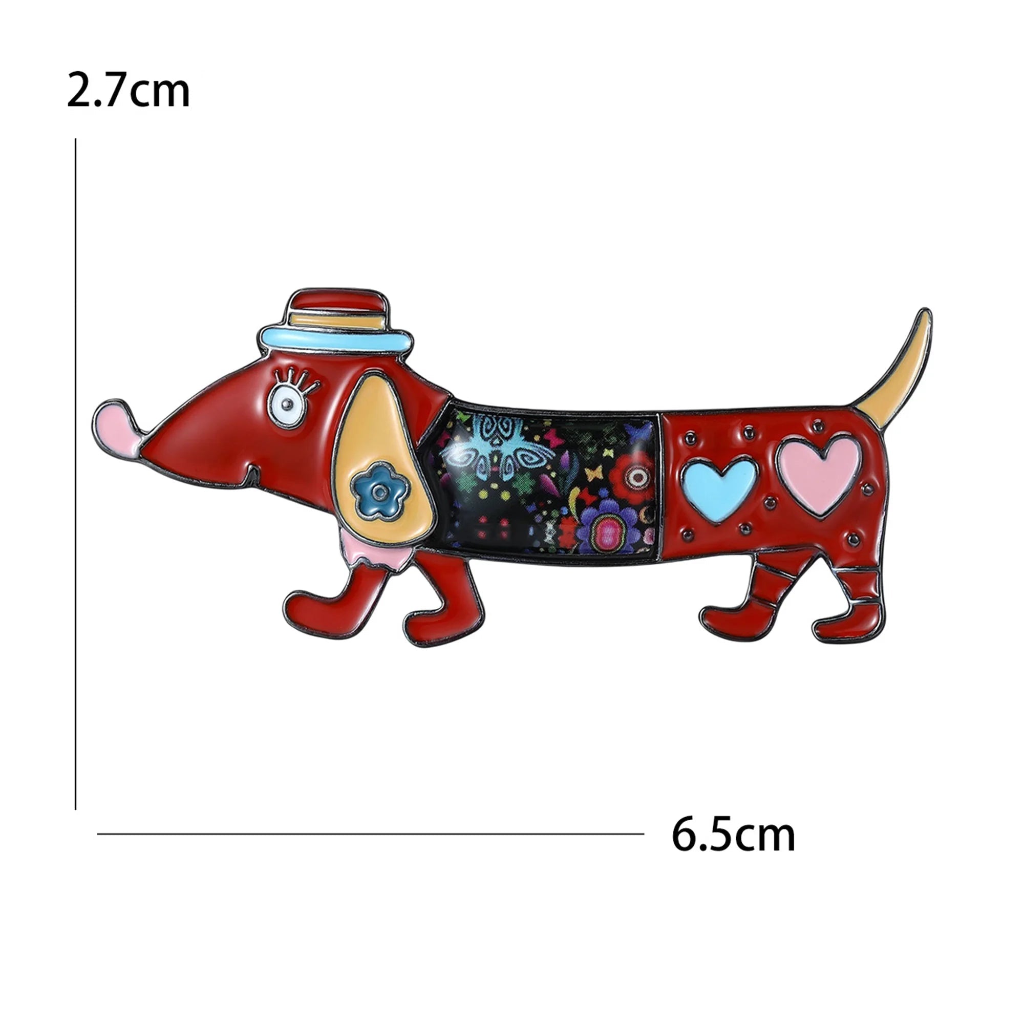Broche Cachorro Salsicha Esmaltado com Strass Elegante Feminino