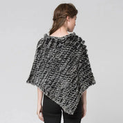 Real pele de coelho de malha natural poncho colete moda envoltório casaco xale senhora cachecol pele natural festa de casamento atacado capa