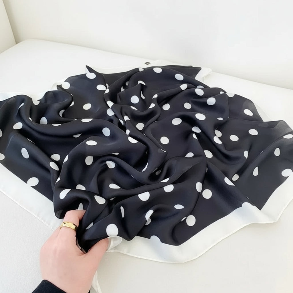 70*70cm moda lenço dot print seda cetim pescoço cachecol para mulheres pequenos xales lenços de cabelo feminino saco cachecóis para senhoras