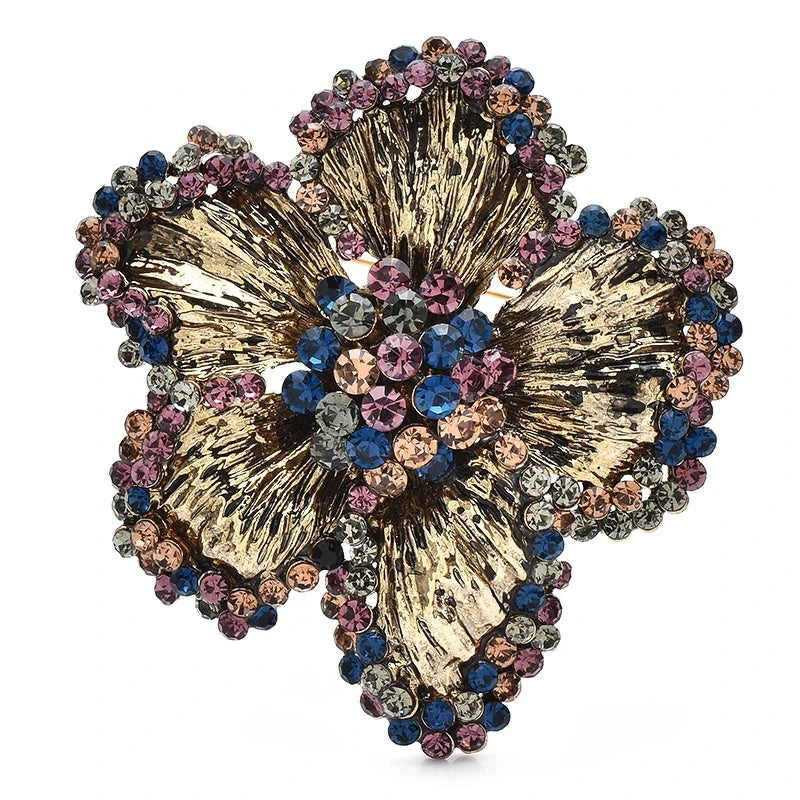 Broche Camélia com Strass e Design Retrô Elegante Feminino