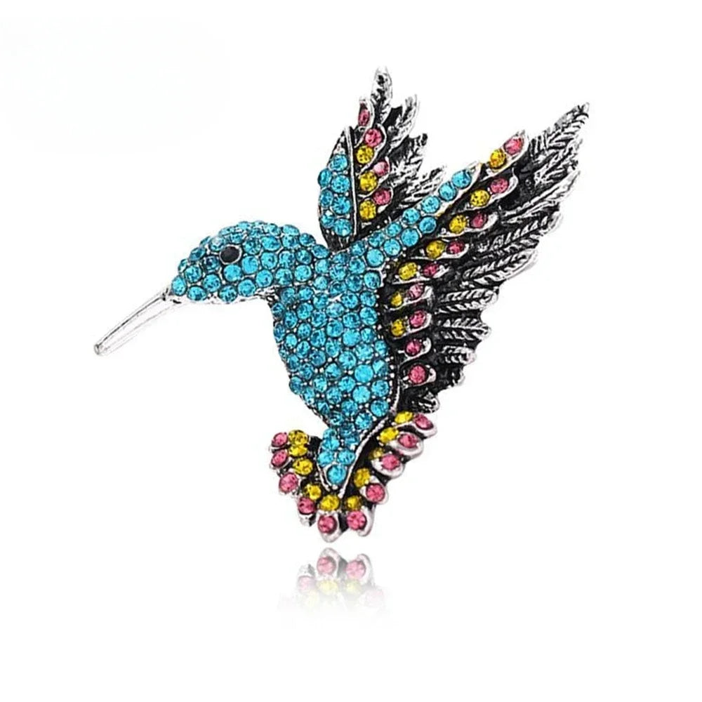 Feminino animal pino broche colorido strass beija-flor broches moda roupas acessórios festa casaco cachecol jóias