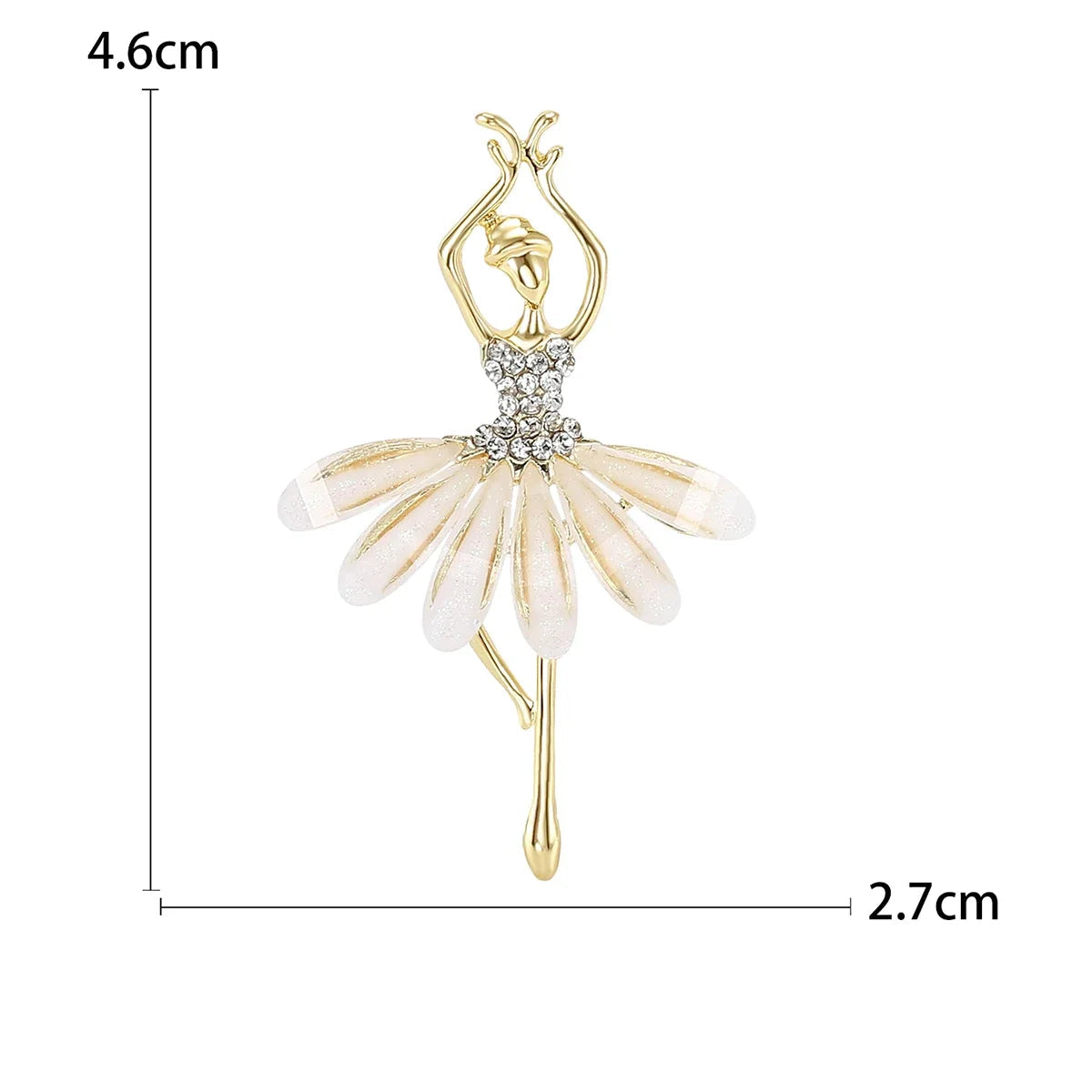 Broche Bailarina Esmaltado com Strass Elegante Feminino