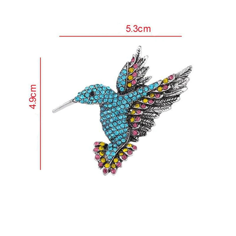 Feminino animal pino broche colorido strass beija-flor broches moda roupas acessórios festa casaco cachecol jóias