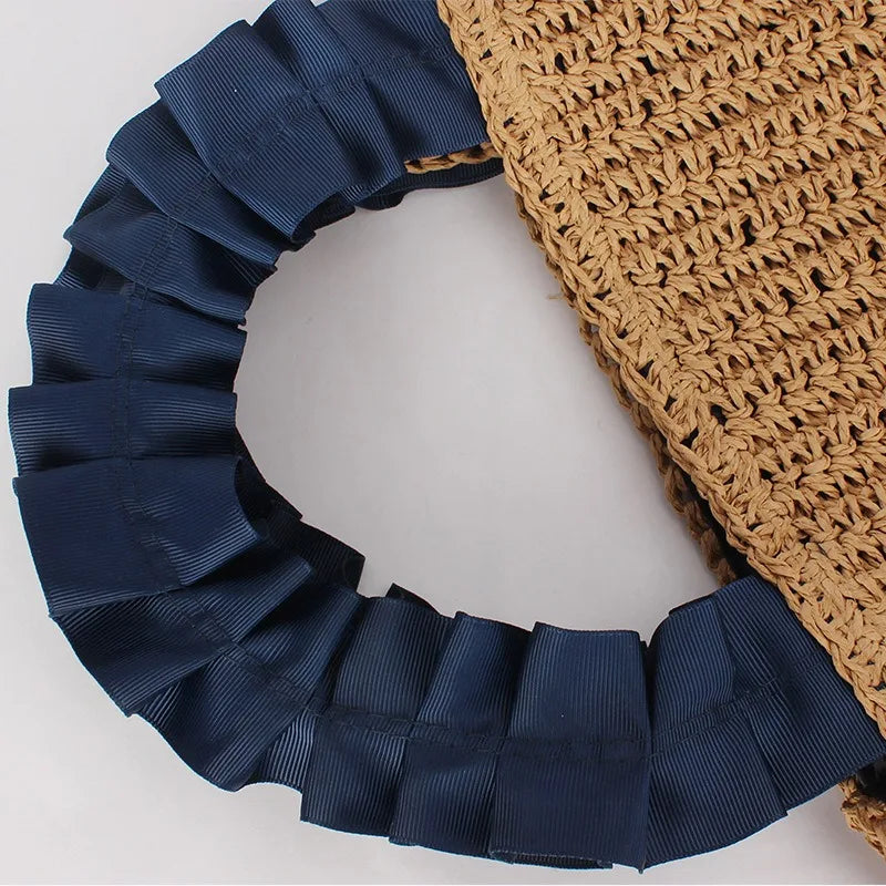 Bolsa feminina verão praia saco artesanal palha tecido totes bolsa feminina bohemia novo