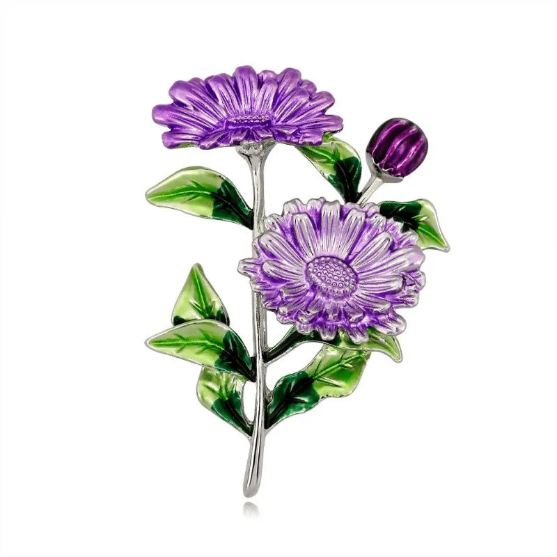 Broche Flor Dupla Esmaltada Design Elegante Feminino
