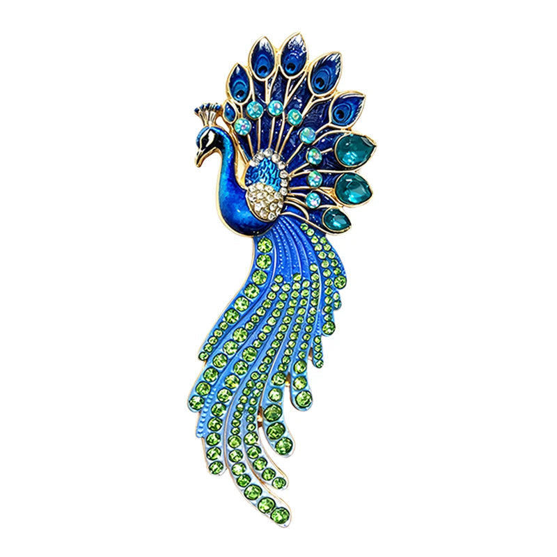 Broche Pavão Luxo com Strass e Design Elegante Feminino