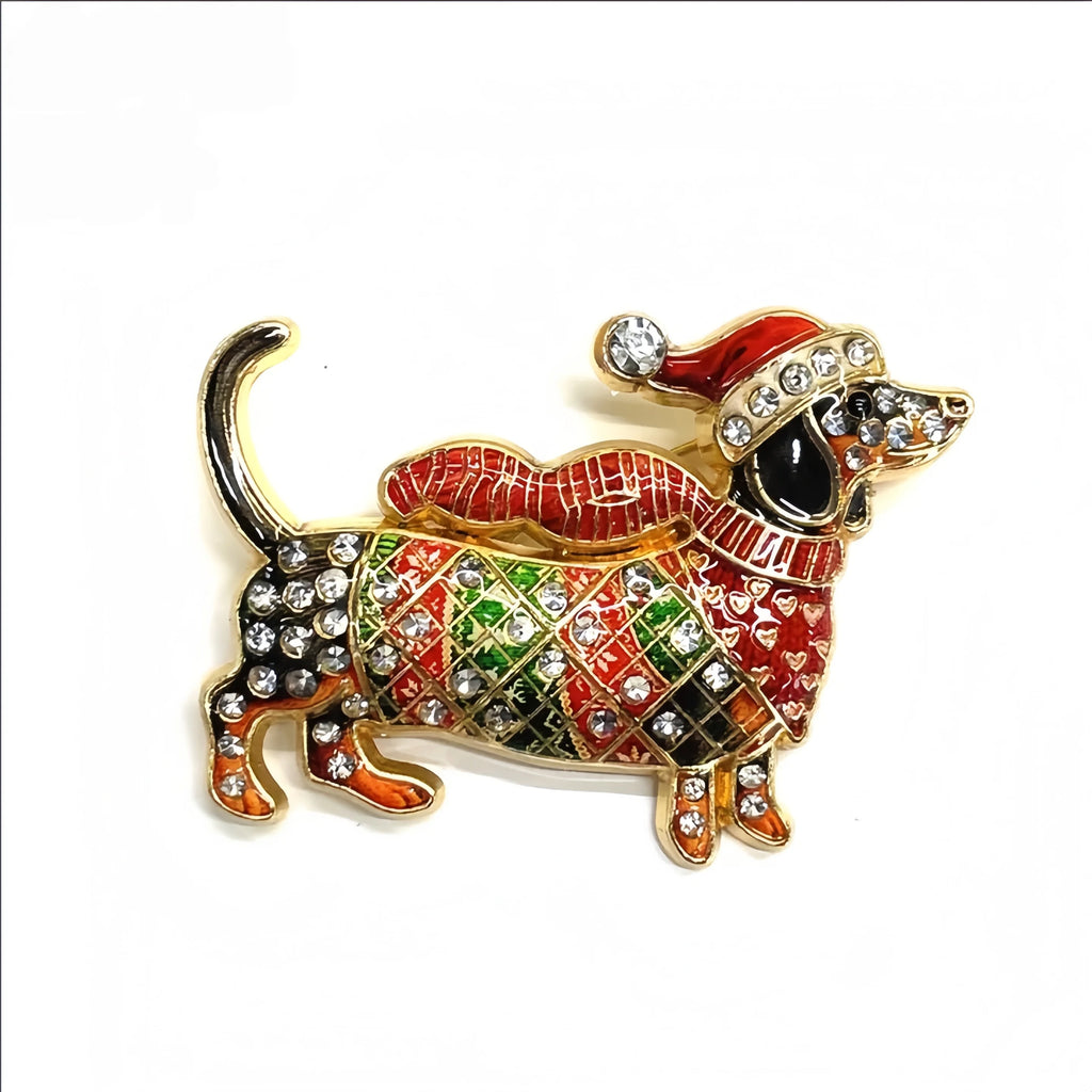 Broche Animal de Natal com Strass Design Elegante Feminino