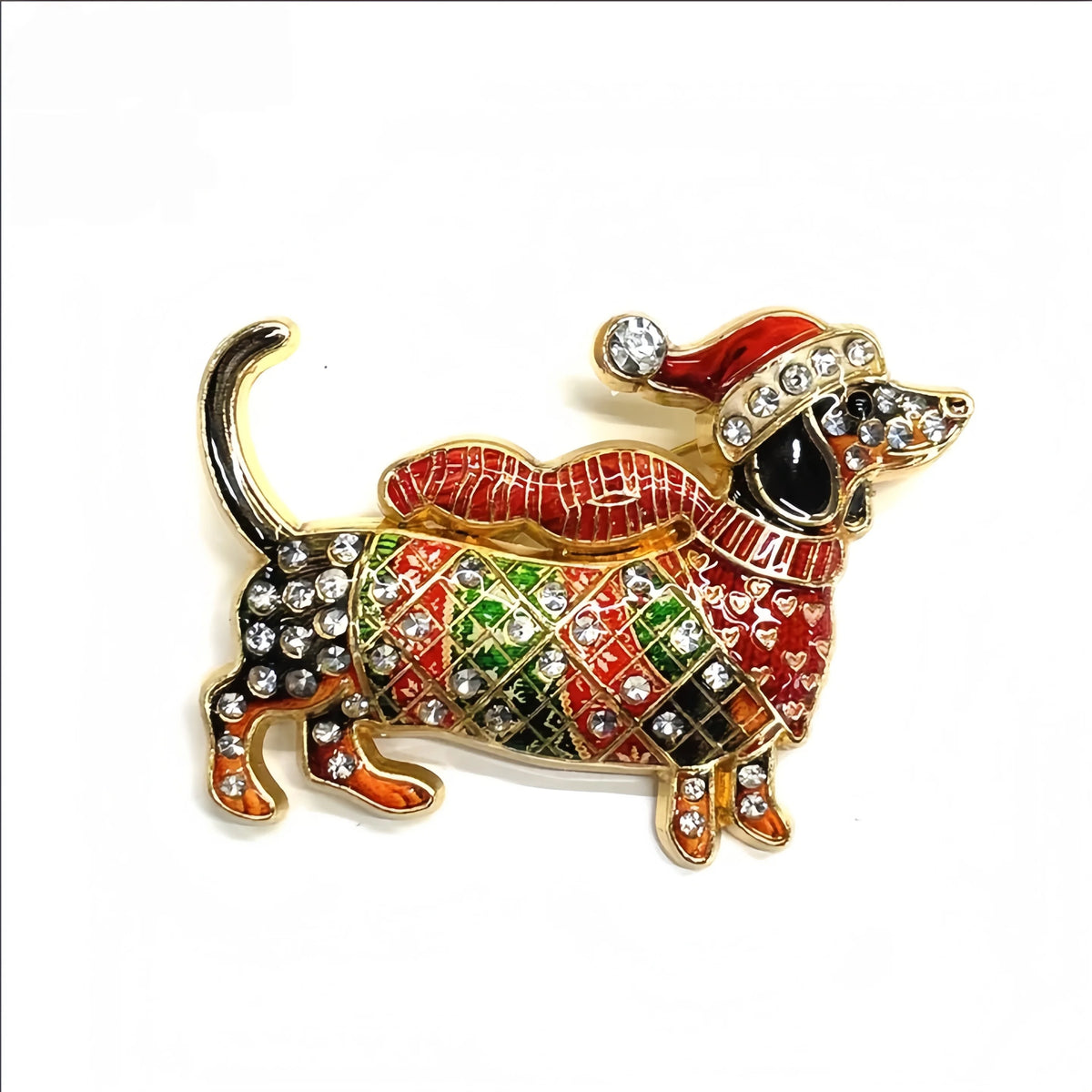 Broche Animal de Natal com Strass Design Elegante Feminino