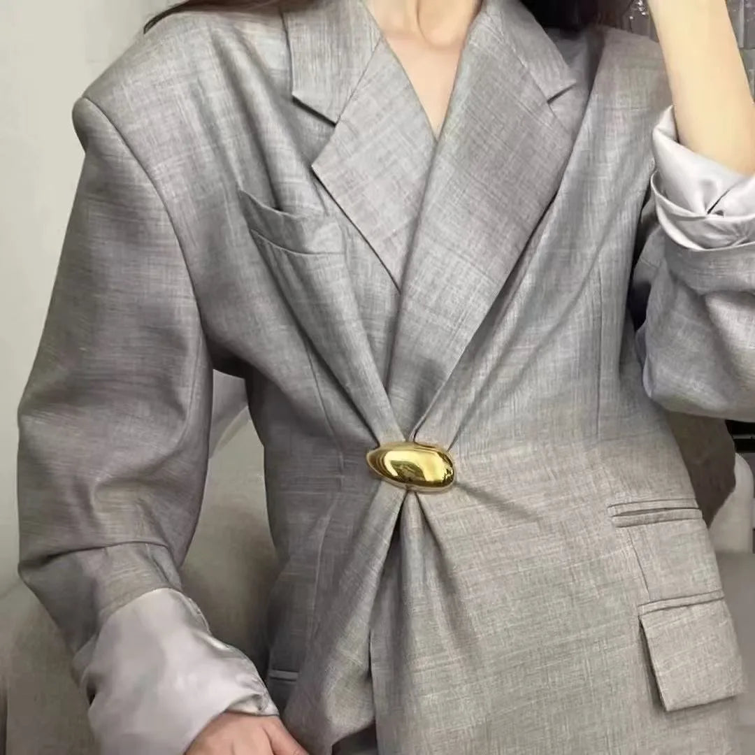 Broches de ovo de aço inoxidável Wuli & baby para mulheres unissex 2 cores lindas broches geométricos para festa e escritório presentes