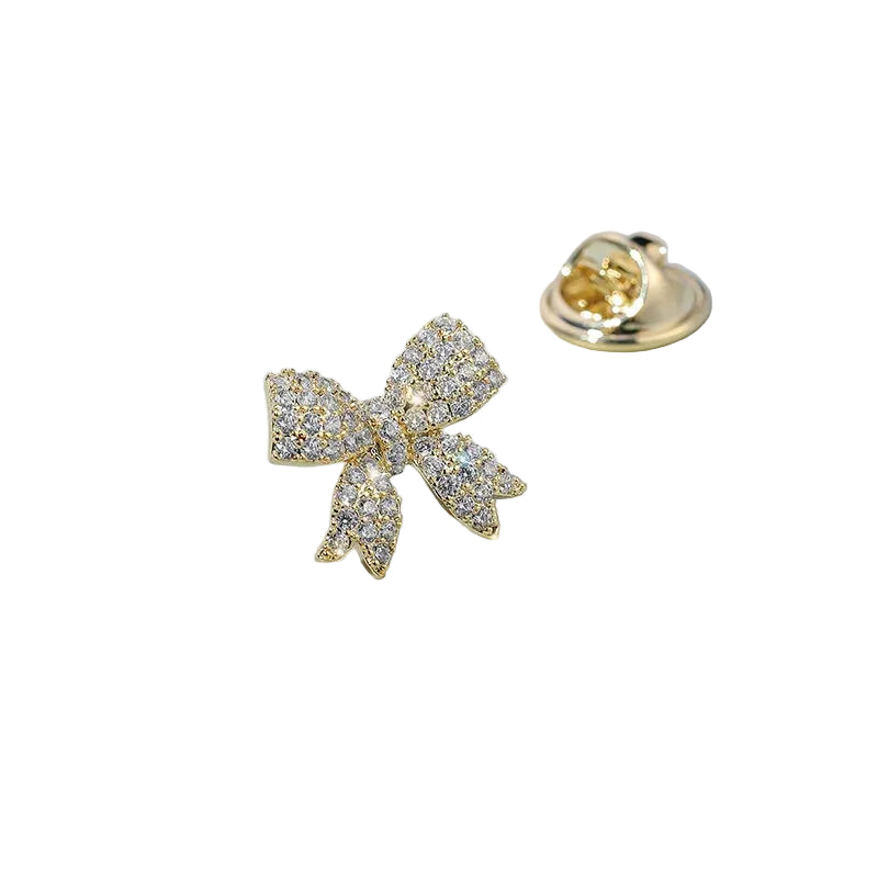 Broche Laço Dourado Minimalista Elegante Feminino