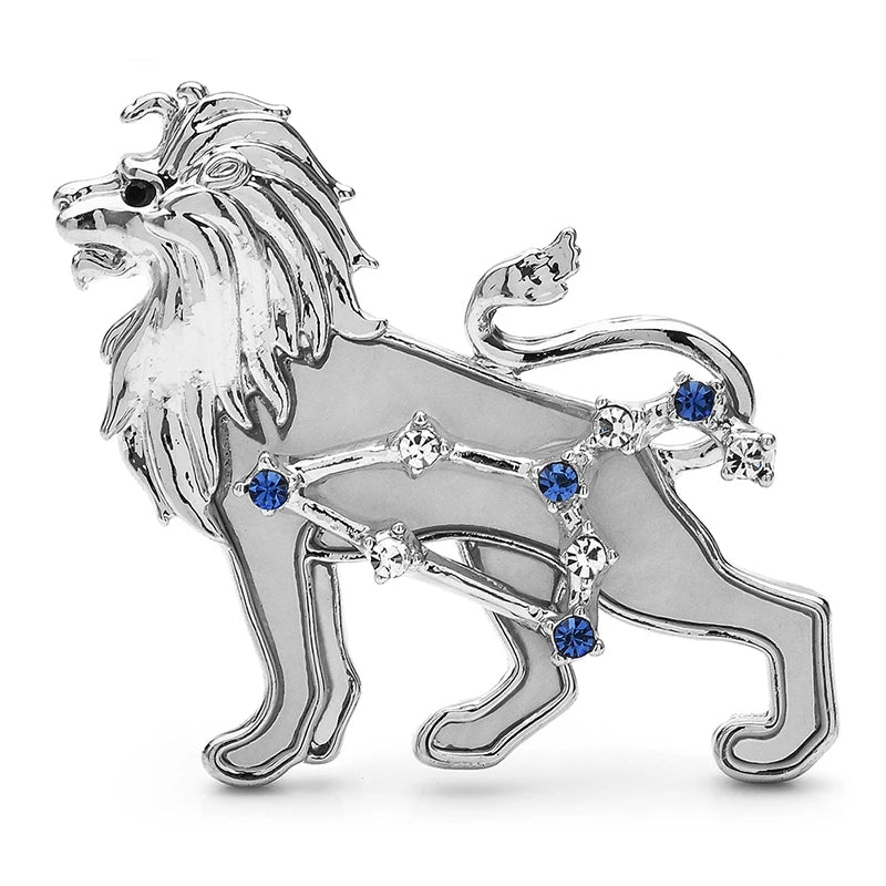 Broche Leão Zodíaco Leoa com Strass Elegante Feminino