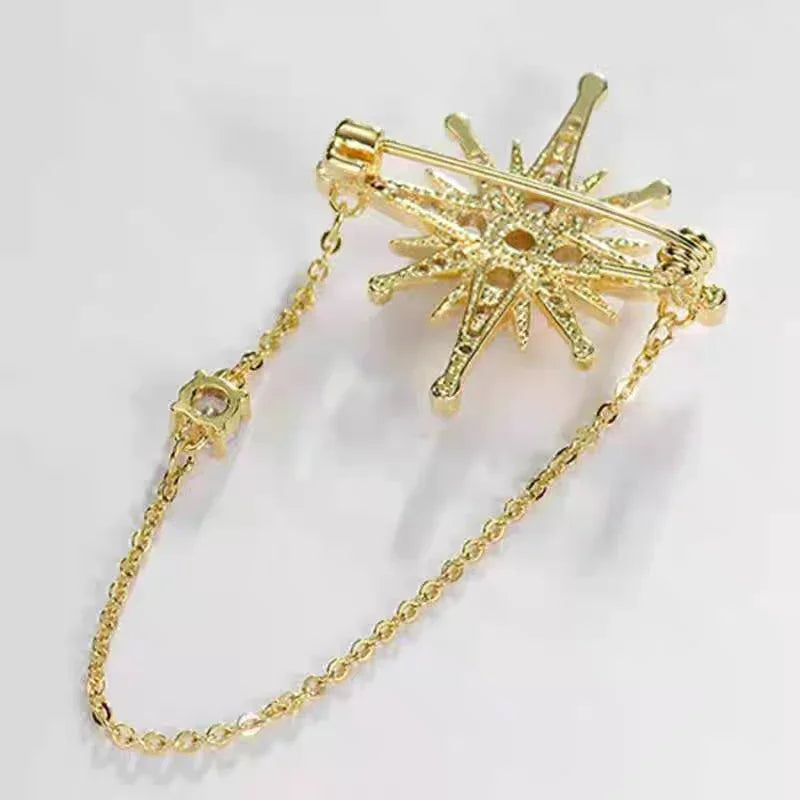Retro diamante incorporado estrela de seis pontas broche pino feminino moda high-end acessório versátil elegante decoração no peito