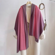 Novo inverno xale cachecóis envoltório 2025 design gradiente cachecol feminino moda quente pashmina femal poncho neckerchief echarpe bandana