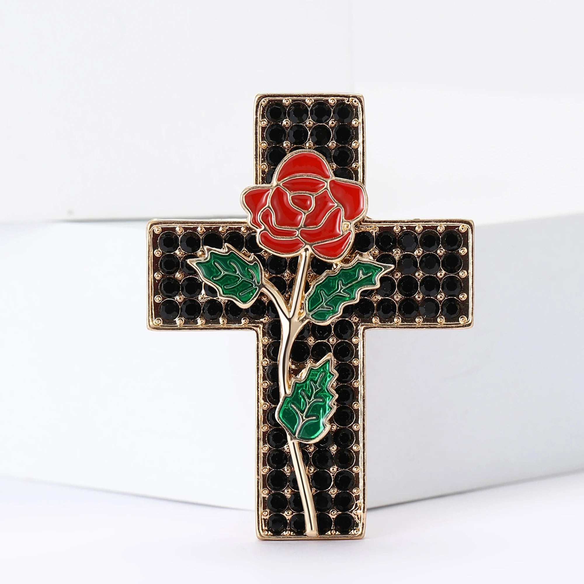 Broches cruzados de strass para mulheres, unissex, flores, alfinetes cruzados, mochila, festa de escritório, presentes para amigos, acessórios de joias, decoração