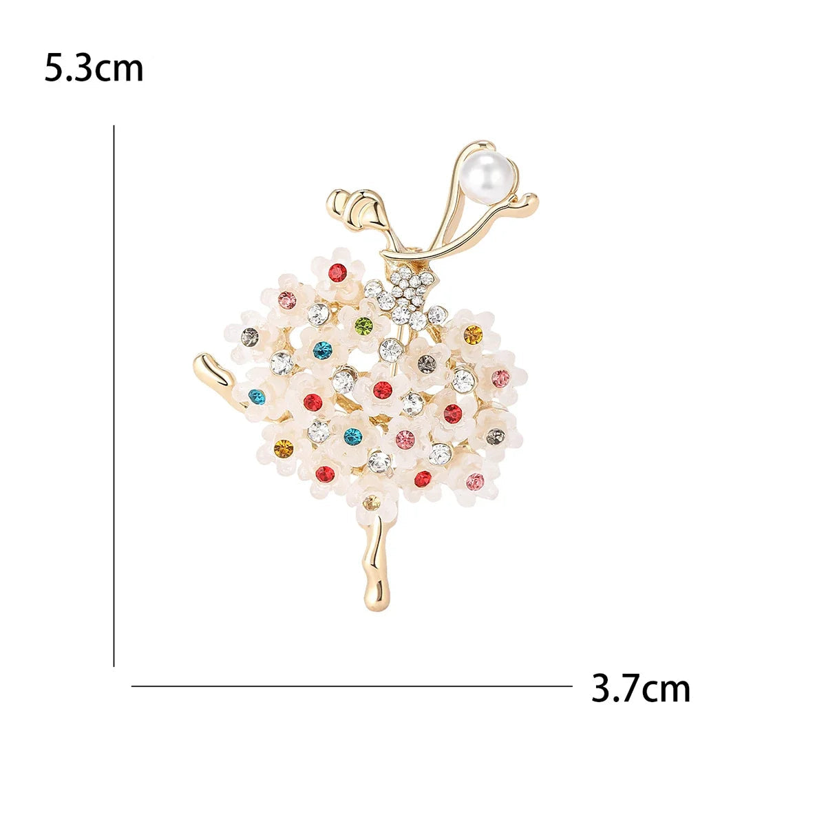 Broche Bailarina Esmaltado com Strass Elegante Feminino