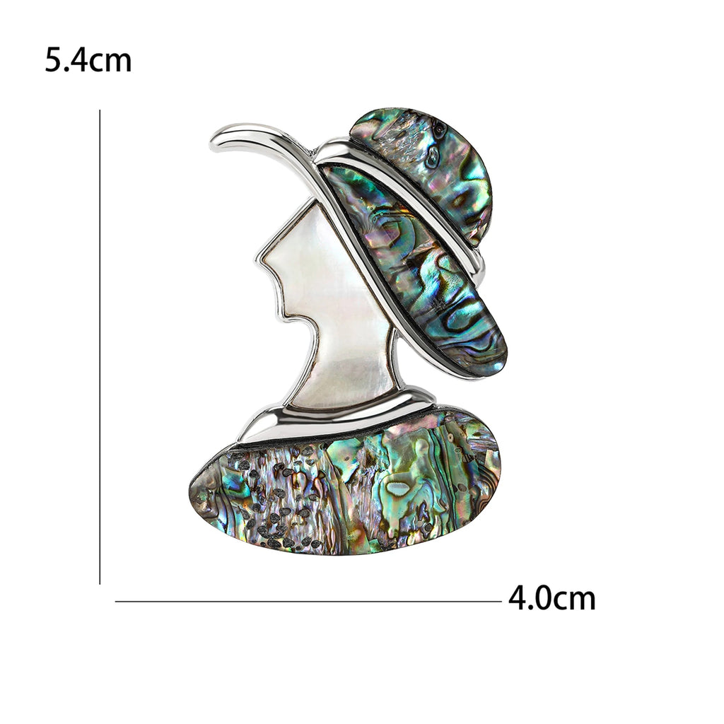 Broche Silhueta Feminina com Concha Elegante Feminino