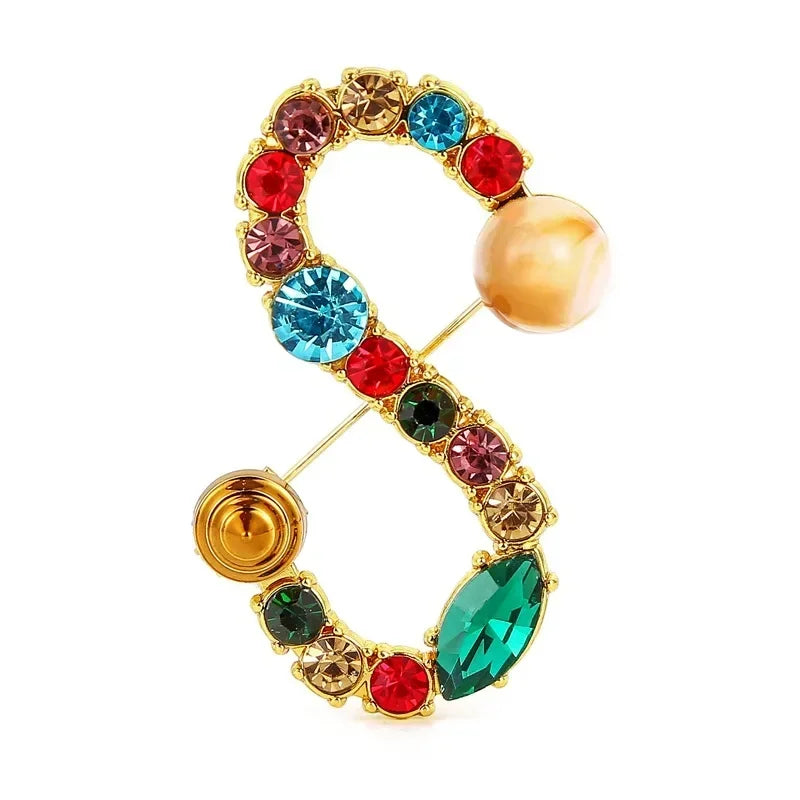 Nova chegada inglês carta palavra broche colorido strass cristal lapela pinos para mulheres camisola terno broche festa jóias presentes