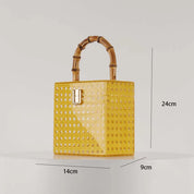 Mulheres casamento noite saco de embreagem senhora caixa bolsa feminina designer acrílico rattan alça bambu verão pro presente praia totes