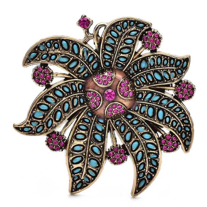 Broche Flor Lírio Vintage com Strass Design Elegante Feminino