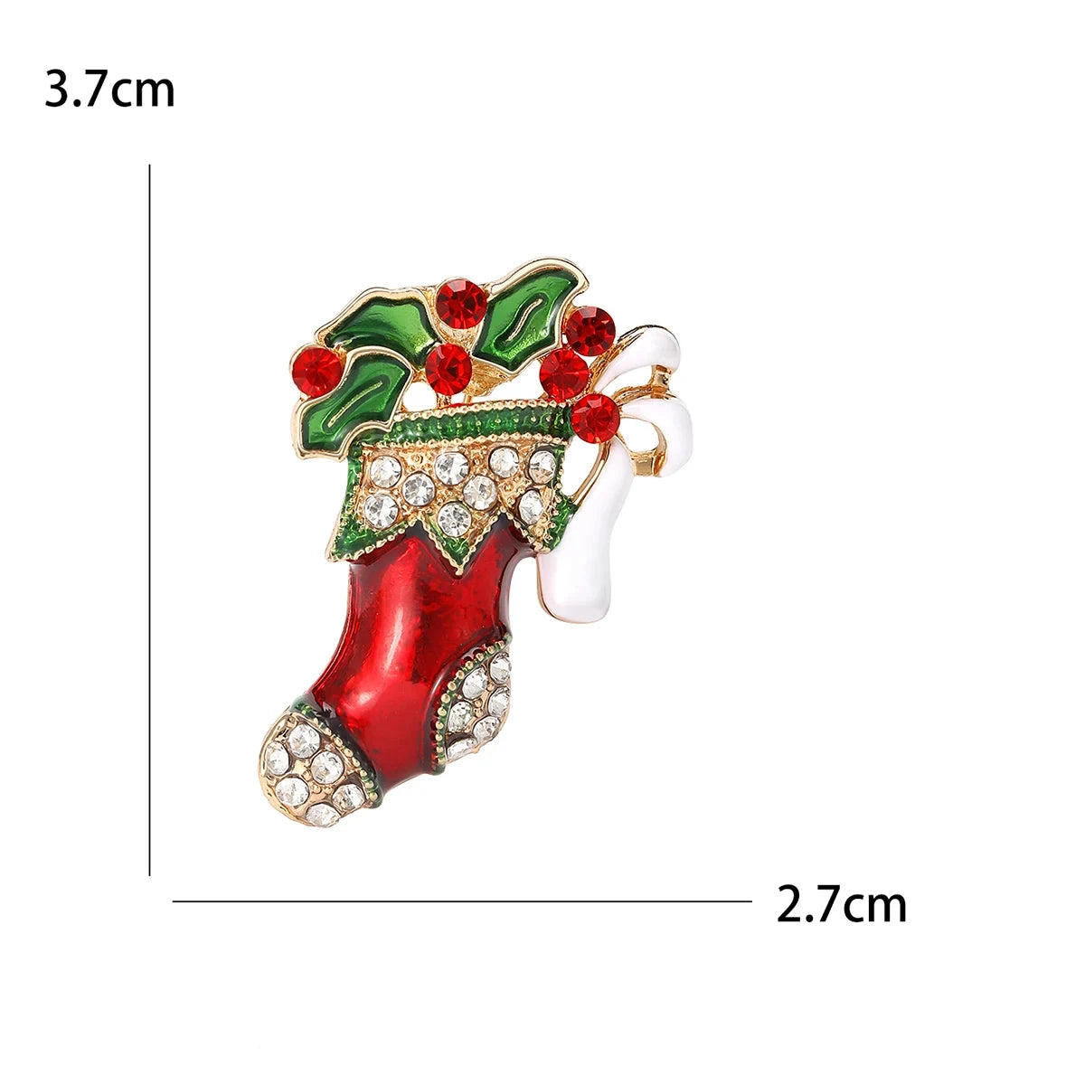 Broche Meia de Natal com Strass Design Elegante Feminino