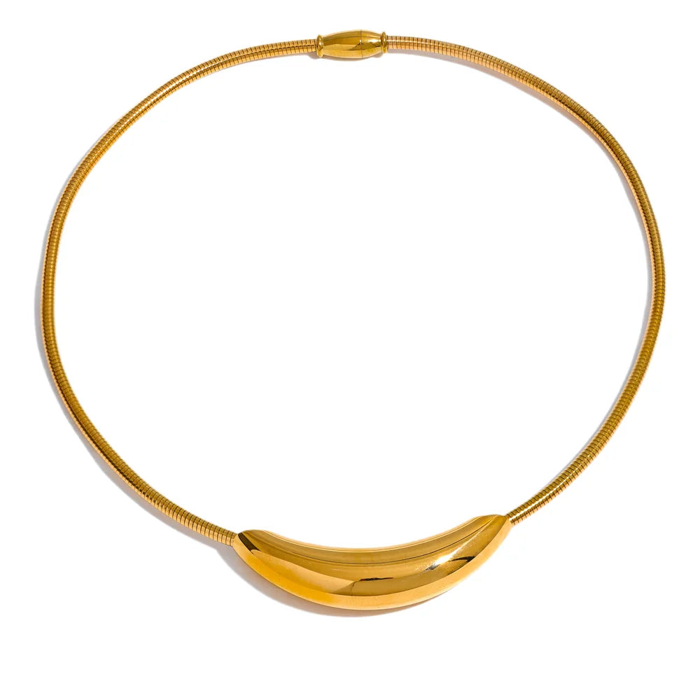 Yhpup gargantilha popular de aço inoxidável à prova d'água, colar leve feminino, declaração de metal banhado a ouro 18K, joias da moda da moda