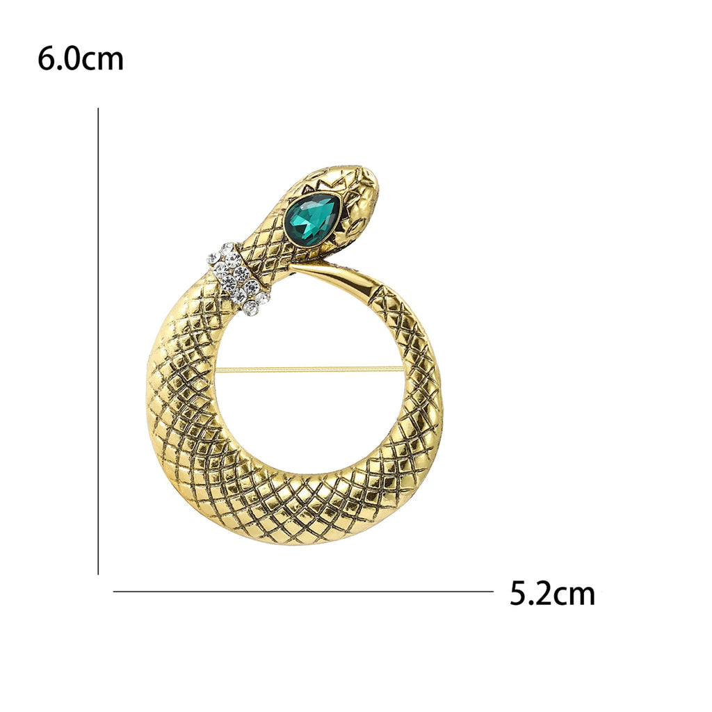 Broche Cobra Vintage com Strass Design Elegante Feminino