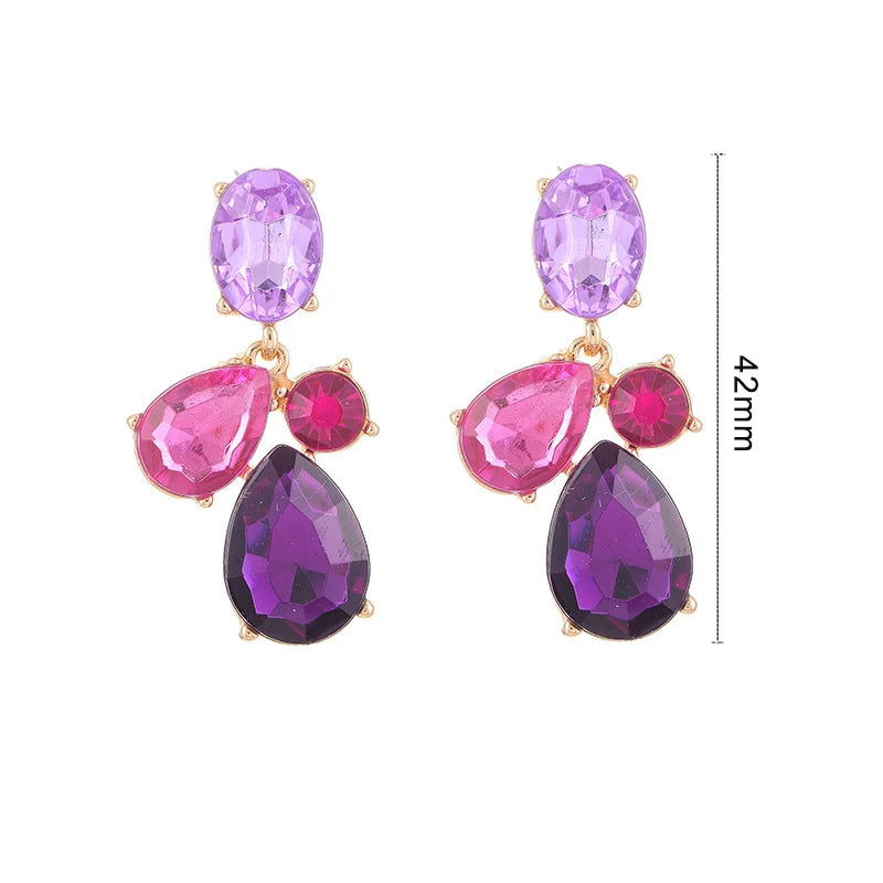 Gota de água vidro metal balançar post brincos para mulheres moda jóias bonito designer novos estilos atacado presentes do feriado mq444