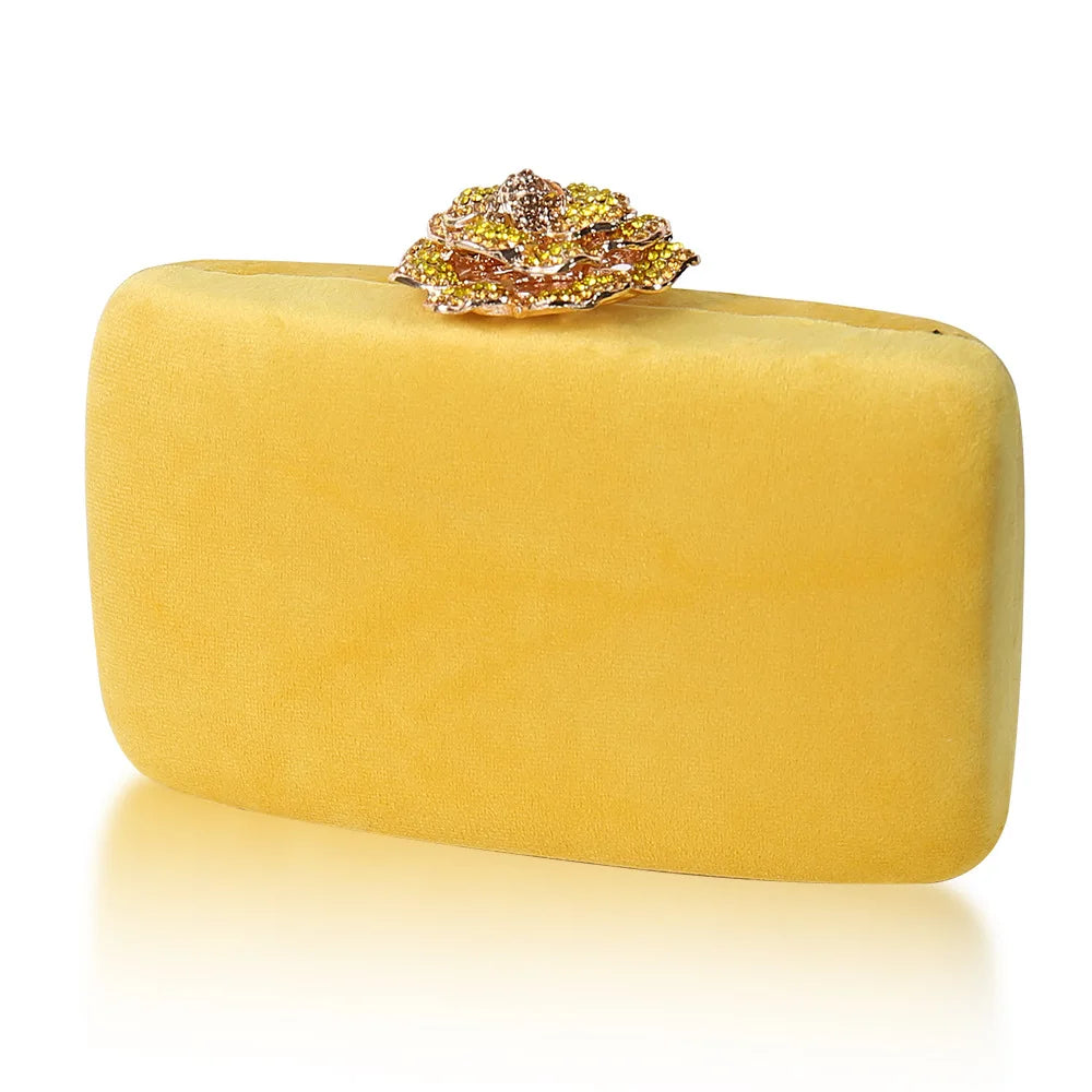 Diamantes flor veludo saco de noite feminino nova elegante corrente banquete vestido saco embreagem senhoras casamento jantar festa caixa pequenas bolsas
