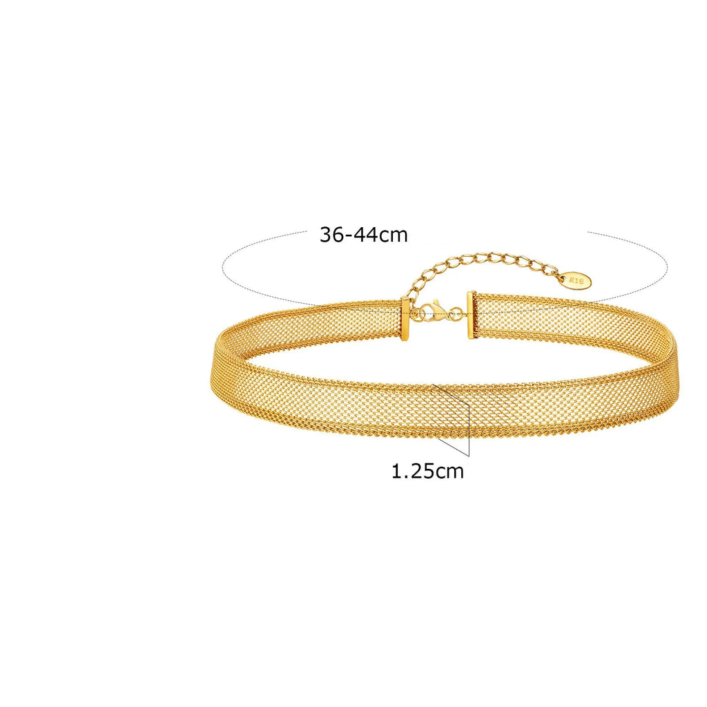 Gargantilha de malha oca banhada a ouro para mulheres, colares impermeáveis de aço inoxidável, presente de joias da moda