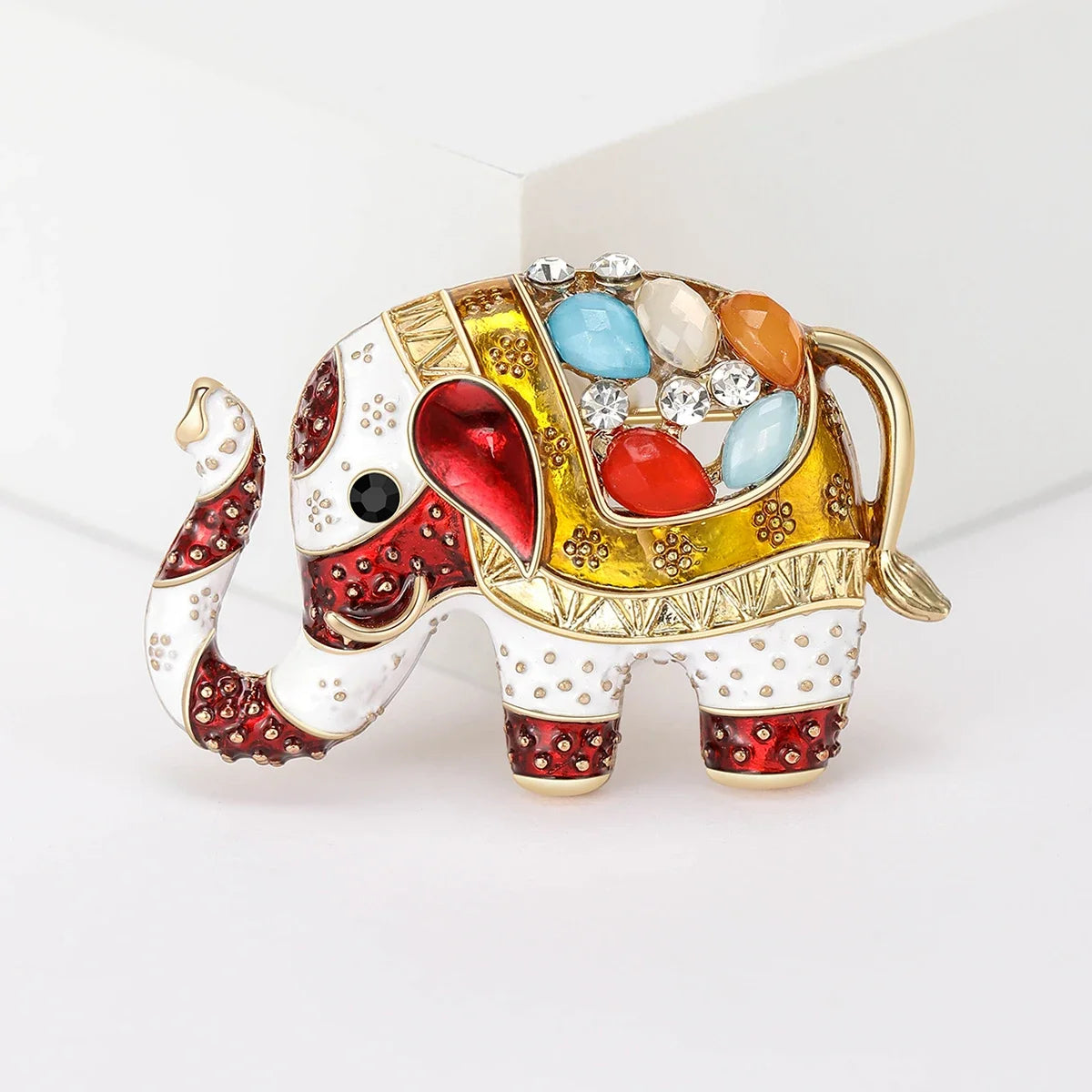 Broches de elefante de strass de luxo para mulheres unissex esmalte animal pinos banquete festa mochila presentes acessórios de joias