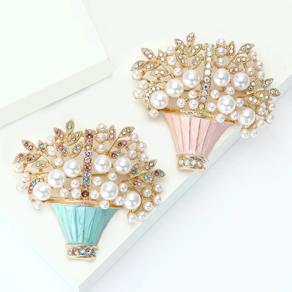 Broche Cesta de Flores Esmaltado