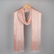 Moda Ouro Prata Brilhante Silk Sunscreen Scarf Feminino Long Tassel Evening Party Dress Xaile Verão Fino Praia Bikini Sun Cloak
