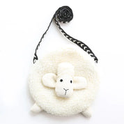 Sheep Shape Crossbody Bag para meninas, Mini Coin Purse, Carteira bonito para crianças, Plush Soft Sweet Purses, Organizador da criança
