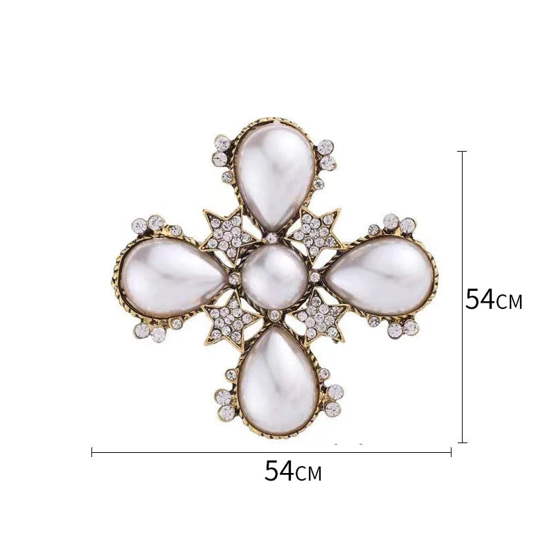 Broches barroco vintage para mulheres, crachá redondo, jóias strass, acessórios para festa de escritório, presentes amigos, unissex