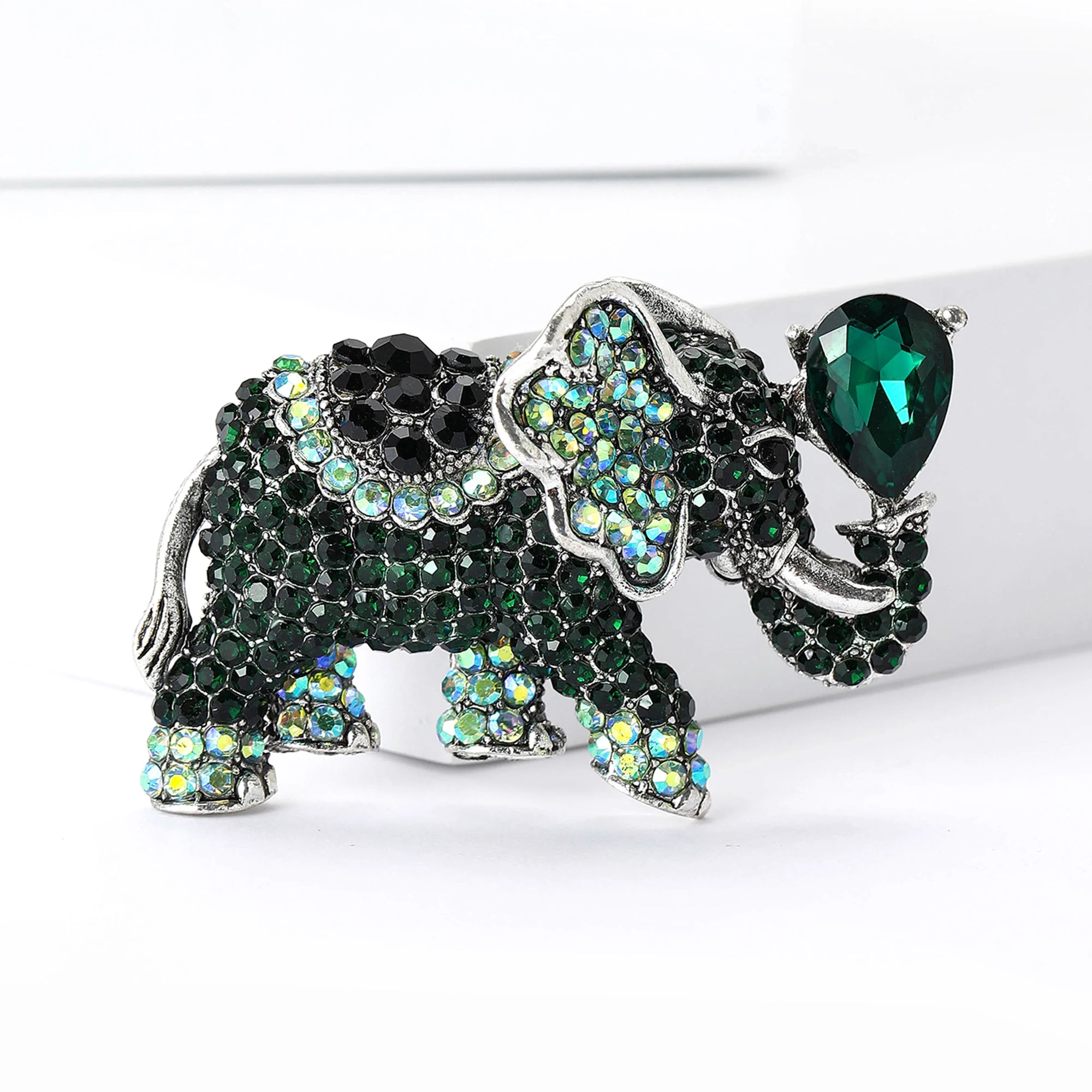 Broches de elefante de strass de luxo para mulheres unissex esmalte animal pinos banquete festa mochila presentes acessórios de joias
