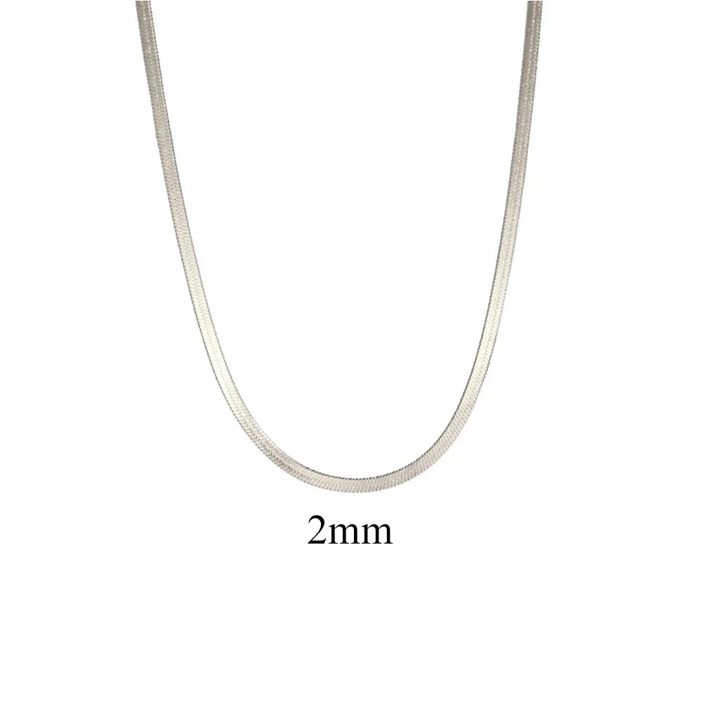 Pvd banhado a ouro 316l colar de aço inoxidável 2 3 4 5mm de largura colar de corrente de cobra para acessórios femininos atacado