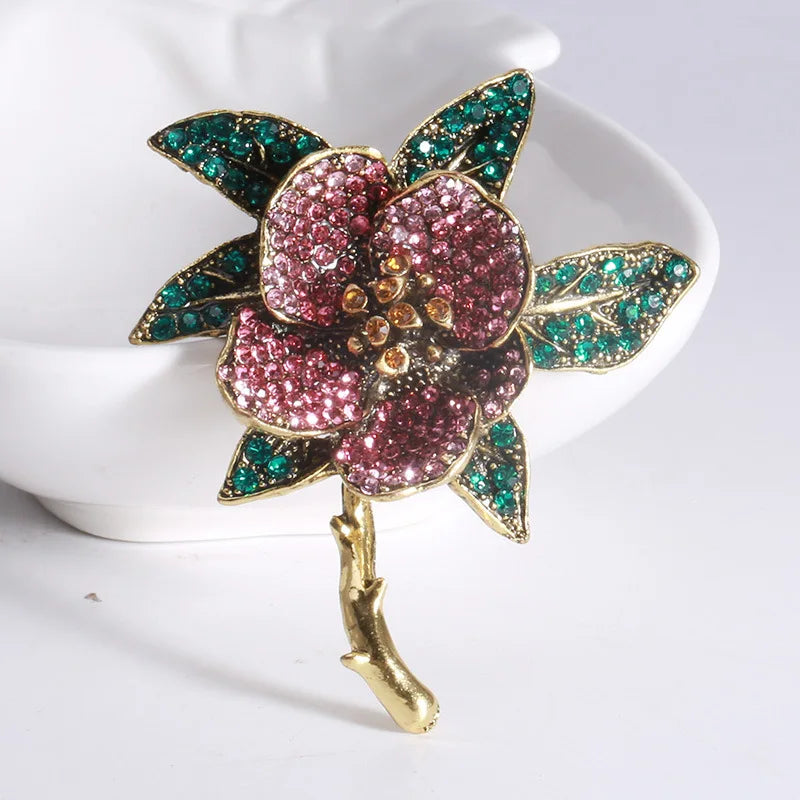 Vintage orquídea strass broche feminino high-end jóias de luxo nicho design requintado corsage acessórios senhora festa banquete pino
