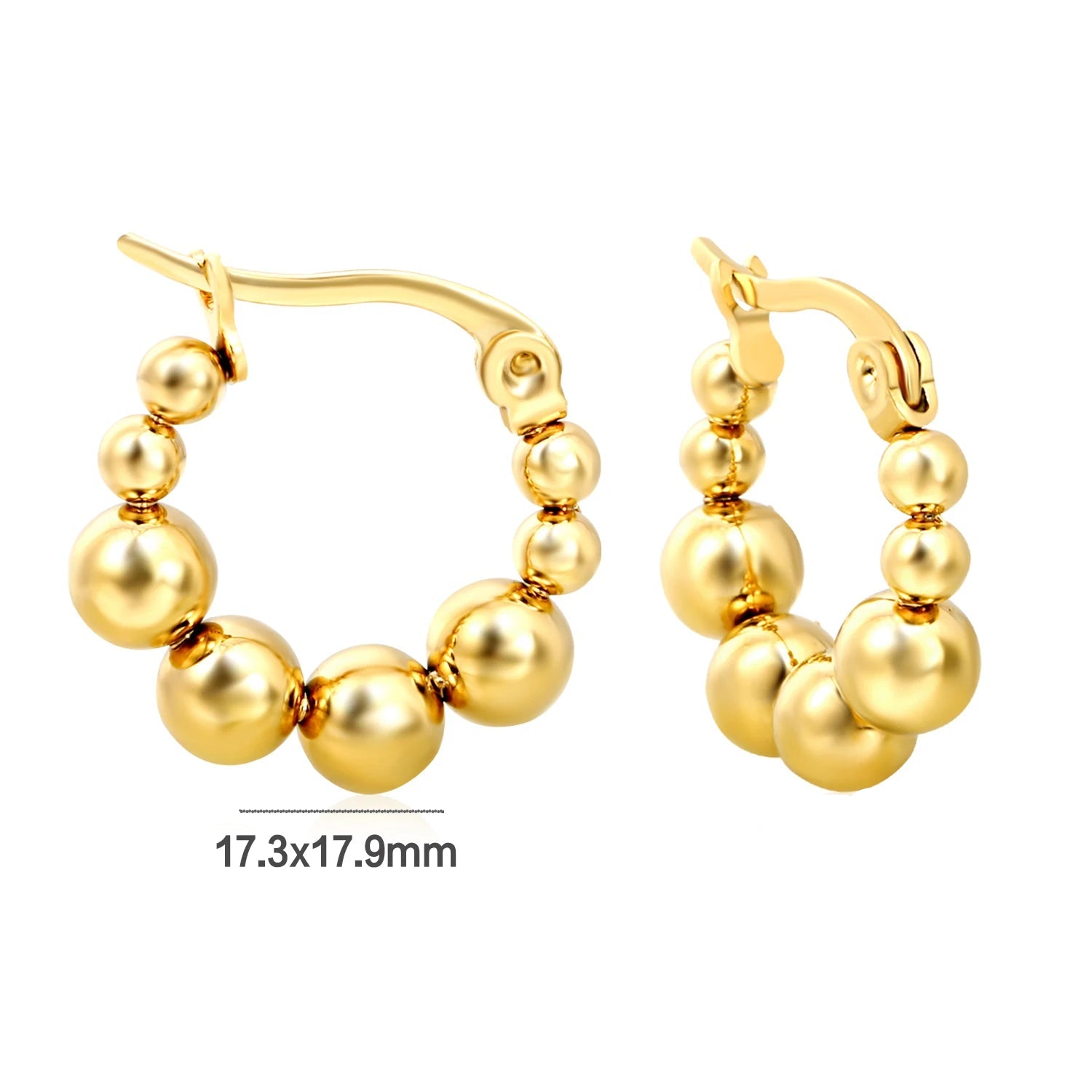Luxukisskids brincos de argola dourados, moda simples, contas de bola, formato redondo, huggie, mulher/senhoras, aço inoxidável, minimalista