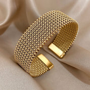 Pulseira vintage de malha trançada de aço inoxidável, punho clássico, joias à prova d'água para mulheres, homens, uso diário de festa, joias, presentes