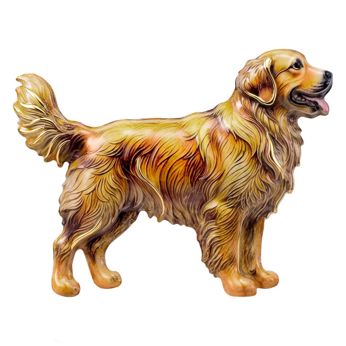 Broche Cachorro Golden Esmaltado Design Elegante Feminino