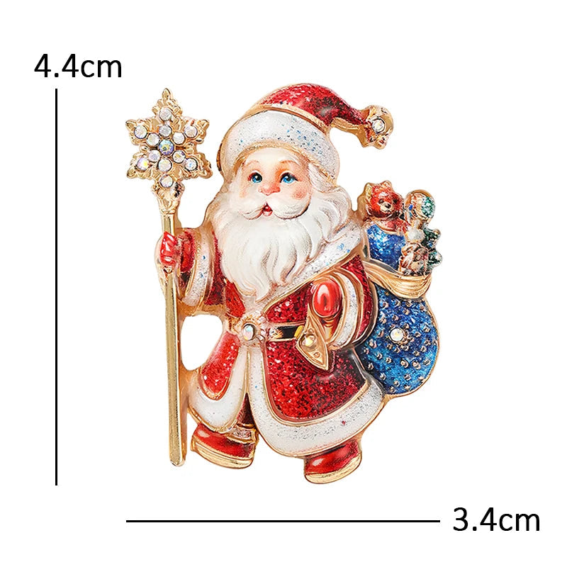 Broche Papai Noel com Strass Design Elegante Feminino