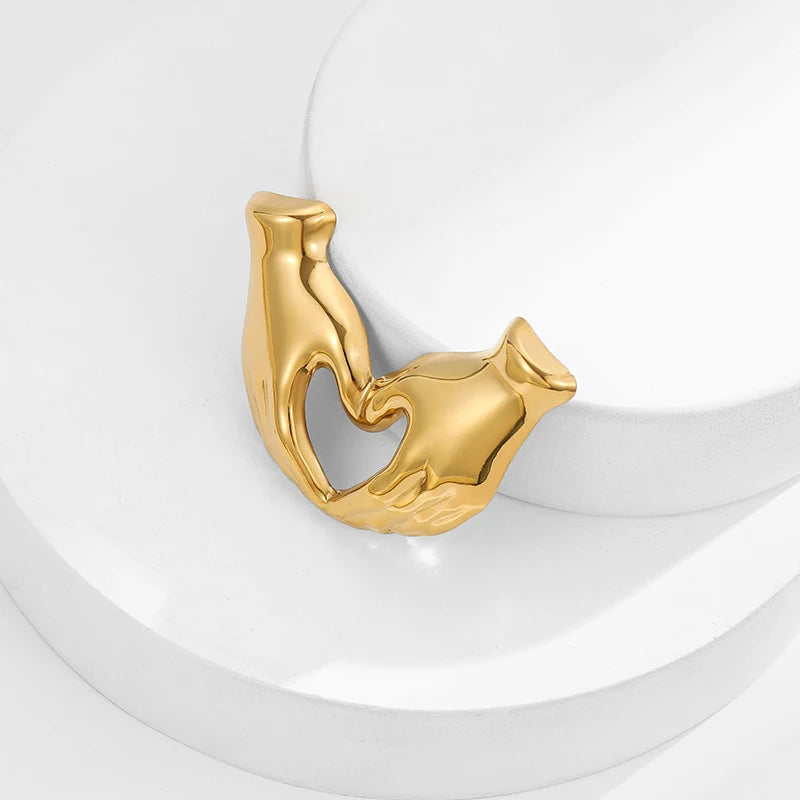 Loe |   Broche geométrico de aço inoxidável, novo banhado a ouro 18k, acessórios de roupas, joias irregulares de alta qualidade