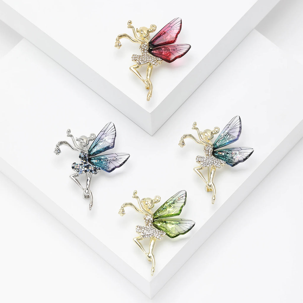 Broche Bailarina Esmaltado com Strass Elegante Feminino