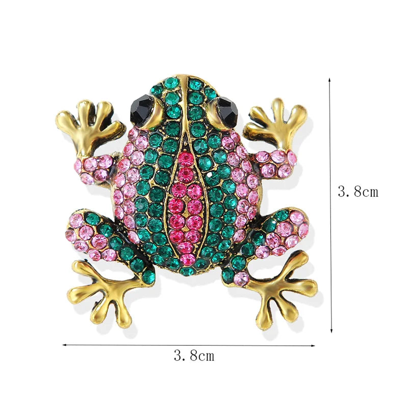 Retro Rhinestone Frog Broches para Mulheres, Casaco Acessórios, Presentes Jóias, Moda