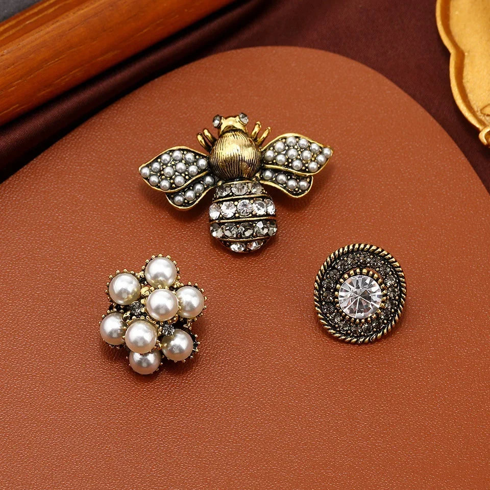 Broche de arco vintage, acessórios de terno de alta qualidade, luxo, cristal, pérola, corsage, unissex, joias de banquete